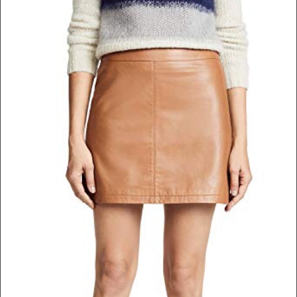Cupcakes and Cashmere Camel Leather Mini Skirt - Picture 1 of 6